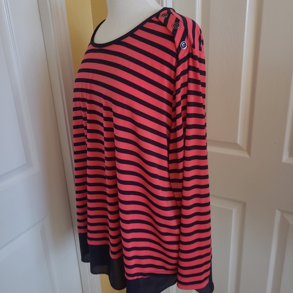SUSAN GRAVER BLACK ORANGE STRIPED TUNIC, SIZE 3XP - Picture 5 of 10